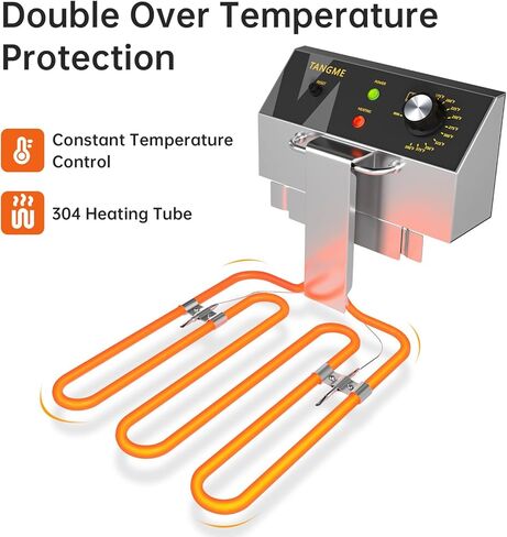 Commercial Deep Fryer with Baskets 20.7Qt Dual Tank Upgraded Electric Countertop Fryer Heavy Duty 1mm Thickened Stainless Steel Deep Fryers, 120V, 3600W, UL Certified in Kuwait