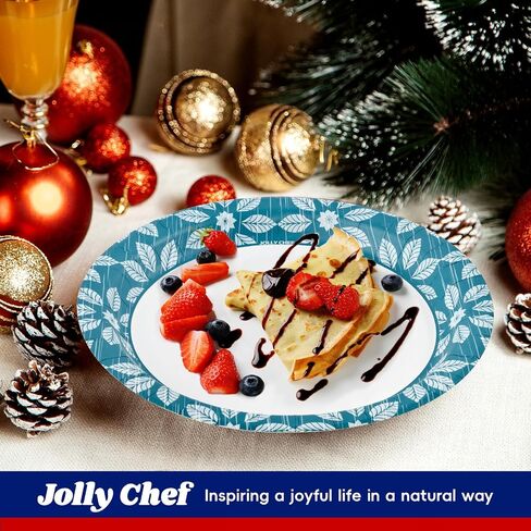 JOLLY CHEF 10 inch 140 Pack Disposable Paper Plates， Heavy Duty Printed Paper Plates Soak Proof, Cut Proof, Microwave Safe for Everyday Use in Saudi Arabia