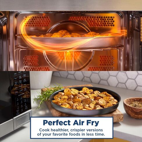 GE GCST10A1WSS 3-in-1 Microwave Oven, 1,050 Watts Air Fryer, Broiler & Convection Mode, Child-Lock Technology, Kitchen Essentials for The Countertop or Dorm Room, 1.0 Cu. Ft, Stainless Steel in Saudi Arabia