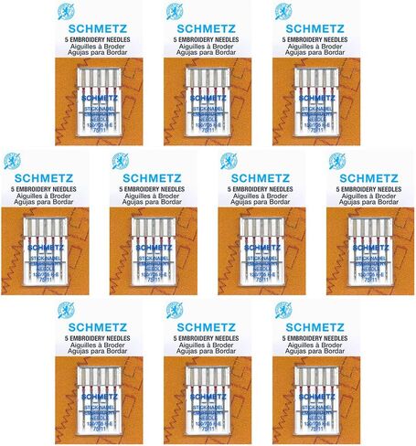 50 Schmetz Embroidery Sewing Machine Needles - Size 75/11 - Box of 10 Cards in Kuwait