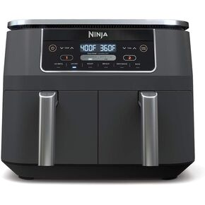 Ninja DZ302 Foodi 10-qt. 6-in-1 DualZone Smart XL Air Fryer with 2 Independent Baskets, Match Cook & Smart Finish to Air Fry, Air Broil, Roast, Bake, Dehydrate, & Keep Warm, Black