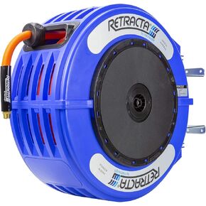 Macnaught Retractable Air/Water Hose Reel with 3/8 in. x 65 FT Hybrid Hose, 10 Year Warranty, Ceiling/Wall Mounted Heavy Duty Industrial Commercial with Bracket, 300PSI