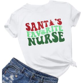 Christmas Nurse Tshirts Women Christmas Tree Nurse Stethoscope Shirts Scrub Nursing Holiday Vacation Tops