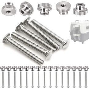 20 Sets Pet Carrier Replacement Fasteners Set - Heavy Duty Stainless Steel Bolts and Nuts for Kennel and Carrier - Includes 20pcs M6 Bolts and Nuts - Dog and Cat Carrier Replacement Parts