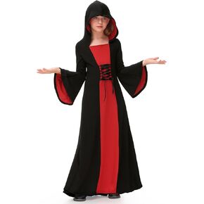 BesserBay Girls Halloween Hooded Robe Witch Dress 5-14 Years