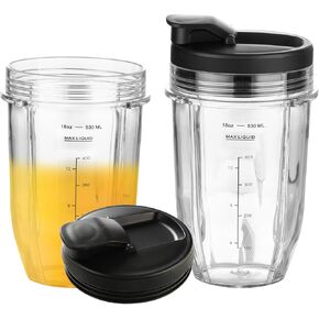 Replacement 24oz Nutri Ninja Blender Cups with Sip & Seal Lids, Compatible with BL450 BL456 BL480 BL482 BL640 BL642 BL682 BN401 BN751 BN801 Foodi SS101 SS151 SS351 SS401, 2-Pack