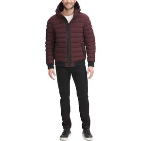 DKNY Men's Quilted Performance Hooded Bomber Jacket
