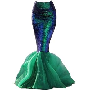 yajuntang Lucsulse Fengtai Women's Mermaid Tail Costume Princess Sequin Maxi Skirt Cosplay Halloween Party Dress (small)