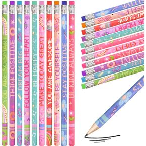 FANCY LAND Happy Birthday Pencils 50PCS Wooden Pencil with Eraser Classroom Teacher Award for Kids
