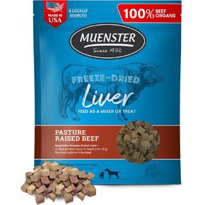 Muenster Freeze-Dried Liver Pasture Raised Beef for Dogs, 16 oz Package