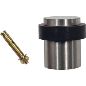 Door Stopper, Safety Cylindrical Floor Decorative doorknobs Stainless Steel with Rubber Contemporary-Black