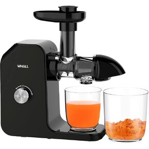 whall Slow Juicer, Masticating Juicer, Celery Juicer Machines, Cold Press Juicer Machines Vegetable and Fruit, Juicers with Quiet Motor & Reverse Function, Easy to Clean with Brush,Black