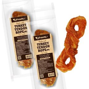 Afreschi Turkey Tendon for Dogs, Dog Treats for Signature Series, All Natural Human Grade Puppy Chew, Ingredient Sourced from USA, Hypoallergenic, Rawhide Alternative, 10 Units/Box Rope (Large)