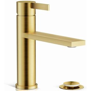 Phiestina 3 Hole 8 Inch Widespread Polished Gold Waterfall Bathroom Faucet with Metal Pop UP Drain and CUPC Water Supply Lines, NS-WF02-1-BG