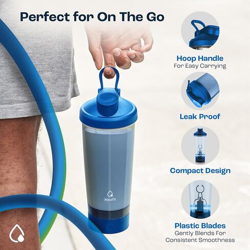زجاجة شيكر كهربائية للبروتين - زجاجات شيكر قابلة لإعادة الشحن عبر USB زجاجات شيكر سعة 24 أونصة لمزيج البروتين، خلاط البروتين، أدوات للرجال، ملحقات الصالة الرياضية (أسود) in Kuwait