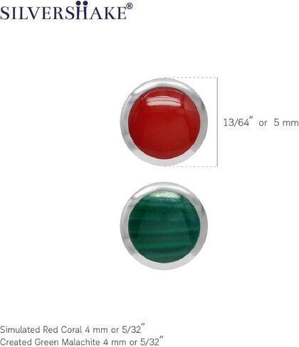 Silvershake 4MM Petite Round Shape Cabochon Gemstones White Gold Plated or 18K Gold Plated 925 Sterling Silver Stud Post Birthstone Earrings Jewelry for Women or Teens Second or third Hole Piercing in Kuwait