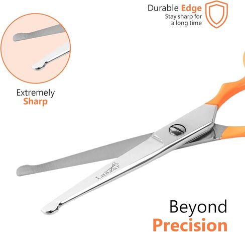 Rounded dog grooming scissors Professional - Sharp Stainless Steel Blades with Colorful Handles, Safe - Easy, Long Lasting grooming scissors for dogs at home (Curved Scissors) in Saudi Arabia