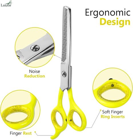 Rounded dog grooming scissors Professional - Sharp Stainless Steel Blades with Colorful Handles, Safe - Easy, Long Lasting grooming scissors for dogs at home (Curved Scissors) in Kuwait