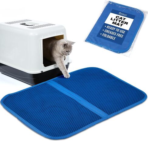 Cat Litter Mat, Foldable Cat Litter Mat, 23.6"x 14.8", Honeycomb Design, Skid-Proof, Water-Proof, Double Layer, Easy to Clean, Less Waste, Turquoise in Saudi Arabia