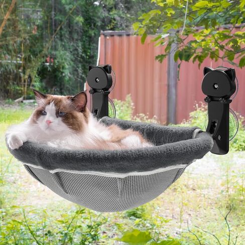 Cat Window Perch Cordless, Foldable & Stable Cat Beds- Breathable Cat Window Hammock for Overlooking, Sunbathing and Climbing - Maximum Hold Up to 40lb in Saudi Arabia