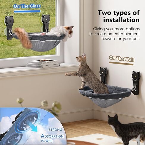 Cat Window Perch Cordless, Foldable & Stable Cat Beds- Breathable Cat Window Hammock for Overlooking, Sunbathing and Climbing - Maximum Hold Up to 40lb in Saudi Arabia