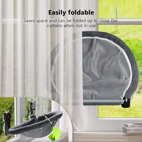Cat Window Perch Cordless, Foldable & Stable Cat Beds- Breathable Cat Window Hammock for Overlooking, Sunbathing and Climbing - Maximum Hold Up to 40lb in Saudi Arabia