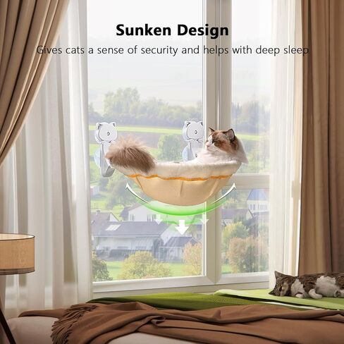 Cat Window Perch Cordless, Foldable & Stable Cat Beds- Breathable Cat Window Hammock for Overlooking, Sunbathing and Climbing - Maximum Hold Up to 40lb in Saudi Arabia