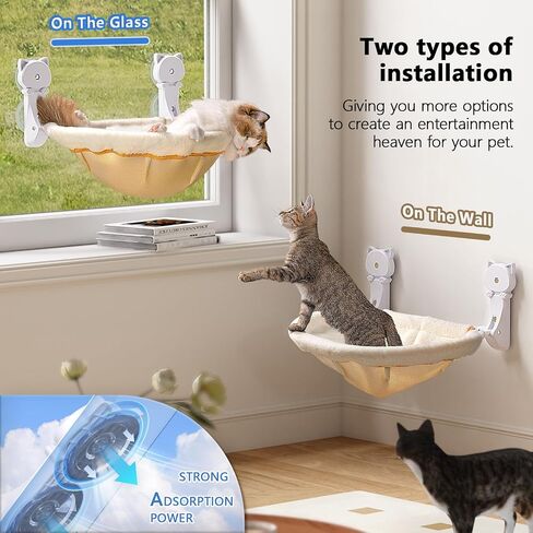 Cat Window Perch Cordless, Foldable & Stable Cat Beds- Breathable Cat Window Hammock for Overlooking, Sunbathing and Climbing - Maximum Hold Up to 40lb in Saudi Arabia