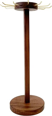 Svea Display Solid Walnut Wood Pendant Necklace Stand Holder with Polish Brass Hooks Large Capacity Long and Short Necklaces in Kuwait