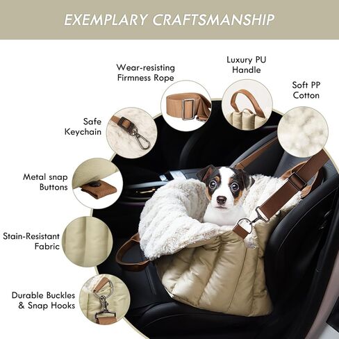 ClevaHome Small Dog Car Seat & Travel Carrier & Pet Bed, Non-Slip Booster Seat for Dogs up to 10lbs, Fashionable Pet Carrier Bag for Indoor and Outdoor in Saudi Arabia