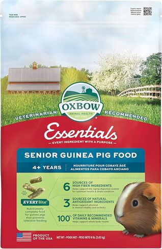 طعام Oxbow Essentials للخنازير الغينية الصغيرة - حبيبات خنزير غينيا الطبيعية بالكامل - 10 رطل. in Kuwait