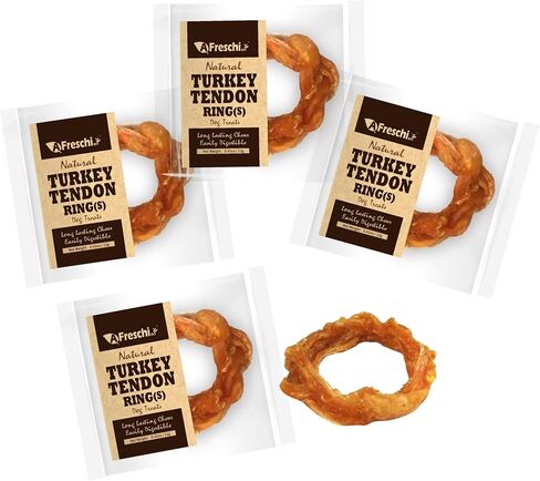 Afreschi Turkey Tendon for Dogs, Dog Treats for Signature Series, All Natural Human Grade Puppy Chew, Ingredient Sourced from USA, Hypoallergenic, Rawhide Alternative, 10 Units/Box Rope (Large) in Kuwait