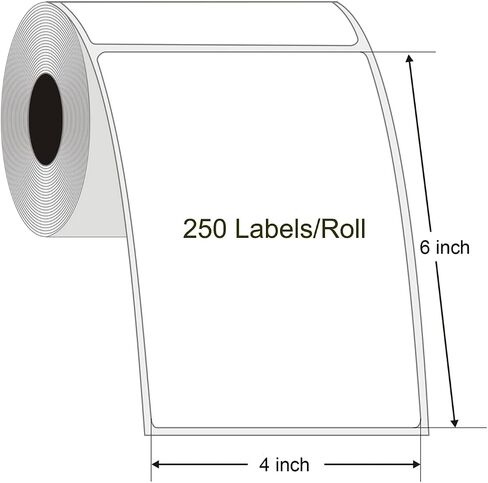 4" x 6" Thermal Labels with 250 Labels/Roll, Compatible with Zebra & Rollo Printer Blank Direct Thermal Shipping Labels in Kuwait