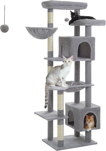 PETEPELA 45.7" Cat Tree for Indoor Cats, Cactus Cat Tower for Large Cats with Metal Frame Large Hammock (17.3"x15.3"), Cat Condo with (18.5"x13") Big Top Perch & 4 Sisal Covered Scratching Posts,Green in Saudi Arabia