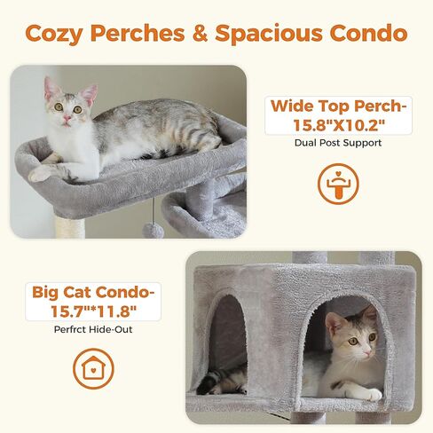 PETEPELA 45.7" Cat Tree for Indoor Cats, Cactus Cat Tower for Large Cats with Metal Frame Large Hammock (17.3"x15.3"), Cat Condo with (18.5"x13") Big Top Perch & 4 Sisal Covered Scratching Posts,Green in Saudi Arabia