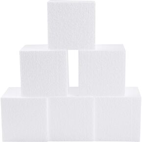 Silverlake Craft Foam Block - 6 Pack of 6x6x6 EPS Polystyrene Cubes for Crafting, Modeling, Art Projects and Floral Arrangements - Sculpting Block for DIY School & Home Art Projects