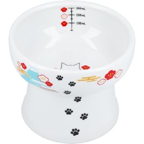 Necoichi Elevated Ceramic Cat Bowls for Indoor Cats - Raised Cat Food Bowl, Cat Water Bowl, Cute Lifted Cat Dishes for Food, Whisker Friendly, Anti-Spill Feeding for Small Pet, Kitten, 4.1" Blossom