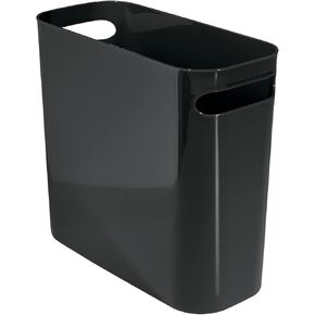 mDesign Plastic Small Trash Can, 1.5 Gallon/5.7-Liter Wastebasket, Narrow Garbage Bin with Handles for Bathroom, Laundry, Home Office - Holds Waste, Recycling, 10" High, Aura Collection, Merlot Red
