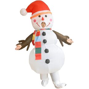 Tangcii Inflatable Christmas Costume Adult Funny Blow Up Halloween Inflatable Gingerbread Man Tree Costumes Snowman Suit