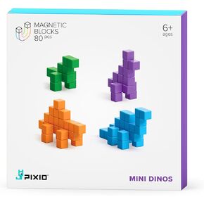 PIXIO Orange Animals - Magnetic Blocks Building Toys in Pixel Art Style - Animal Figures - Arts and Crafts Kids Toys - Building Blocks - Learning Toys - 162 pcs