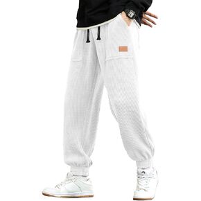 JMIERR Mens Corduroy Cargo Pants Stretch Elastic Waist Tapered Joggers Sweatpants Slim Fit Work Pant Multi Pockets