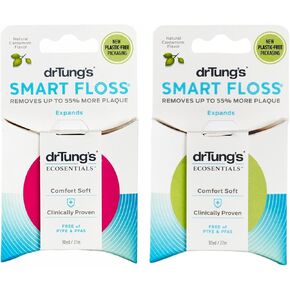 DrTung's Smart Floss - Natural Floss, PTFE & PFAS Free Floss, Gentle on Gums, Expands & Stretches, BPA Free Floss - Natural Dental Floss Cardamom Flavor (Pack of 7)