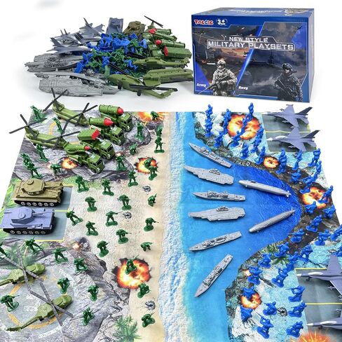 TALGIC Army Men Toys Large Battle Playset-Set Includes Army Men Action Figures, Military Battle Mat, Tanks, Helicopters, Jep, Ambulance, Trucks, Cannon, Tents (120 PCS) in Kuwait