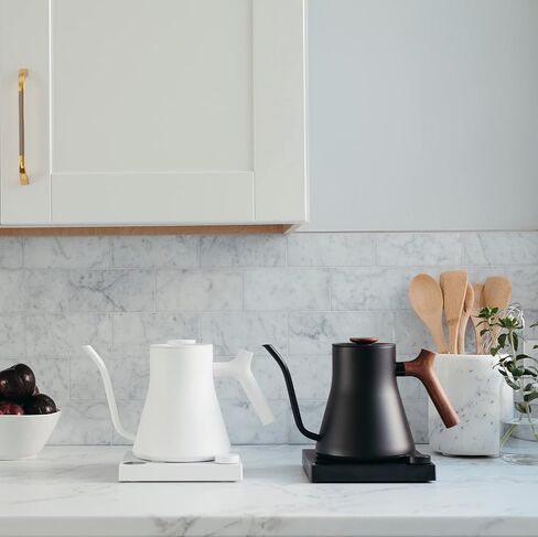Fellow Stagg EKG Pro Studio Electric Gooseneck Kettle - Pour-Over Coffee and Tea Pot, Stainless Steel, Quick Heating, Matte Black with Walnut Wood Handle, 0.9 Liter in Saudi Arabia