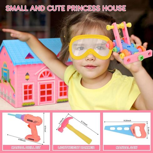 EP EXERCISE N PLAY Pink Kids Tool 18 Pcs Toddler Tool Set with A Tool Box Including Toy Saw for Kids Ages 3-5 Girl's Favorite Tool Set Gift for Toddlers Girl Ages 3,4,5,6,7 Years Old in Kuwait