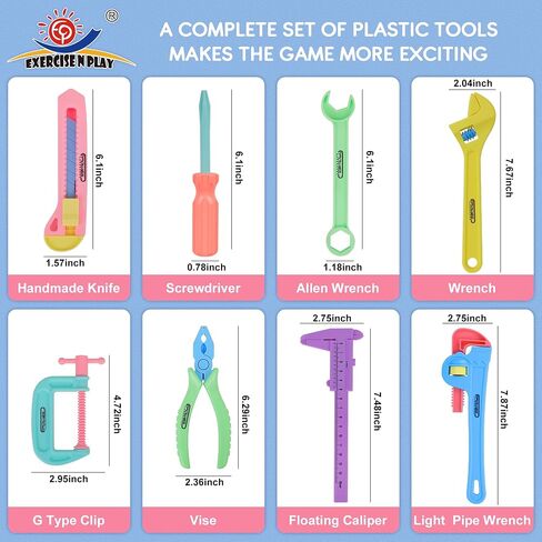 EP EXERCISE N PLAY Pink Kids Tool 18 Pcs Toddler Tool Set with A Tool Box Including Toy Saw for Kids Ages 3-5 Girl's Favorite Tool Set Gift for Toddlers Girl Ages 3,4,5,6,7 Years Old in Kuwait