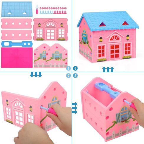 EP EXERCISE N PLAY Pink Kids Tool 18 Pcs Toddler Tool Set with A Tool Box Including Toy Saw for Kids Ages 3-5 Girl's Favorite Tool Set Gift for Toddlers Girl Ages 3,4,5,6,7 Years Old in Kuwait