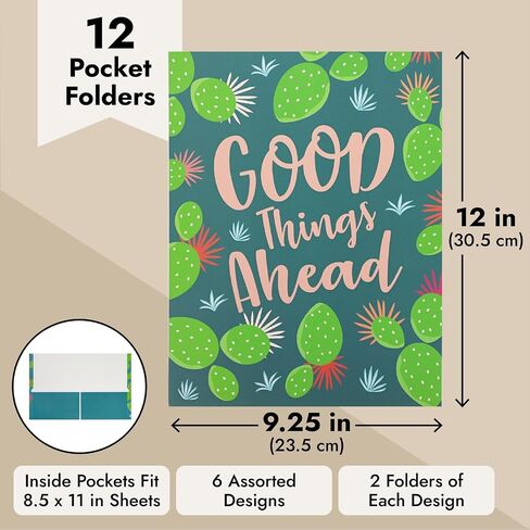 Paper Junkie 12-Pack Inspirational 2 Pocket Folders with Pink Marble Design Print, 6 Decorative Rose Gold Motivational Designs for School, Home, and Office, Women and Girls (9x12 in) in Saudi Arabia