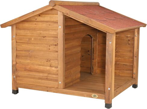 TRIXIE natura Lodge Dog House, Covered Porch, Hinged Roof, Adjustable Legs, Brown, Small in Saudi Arabia