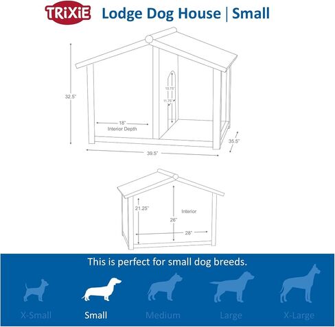 TRIXIE natura Lodge Dog House, Covered Porch, Hinged Roof, Adjustable Legs, Brown, Small in Saudi Arabia